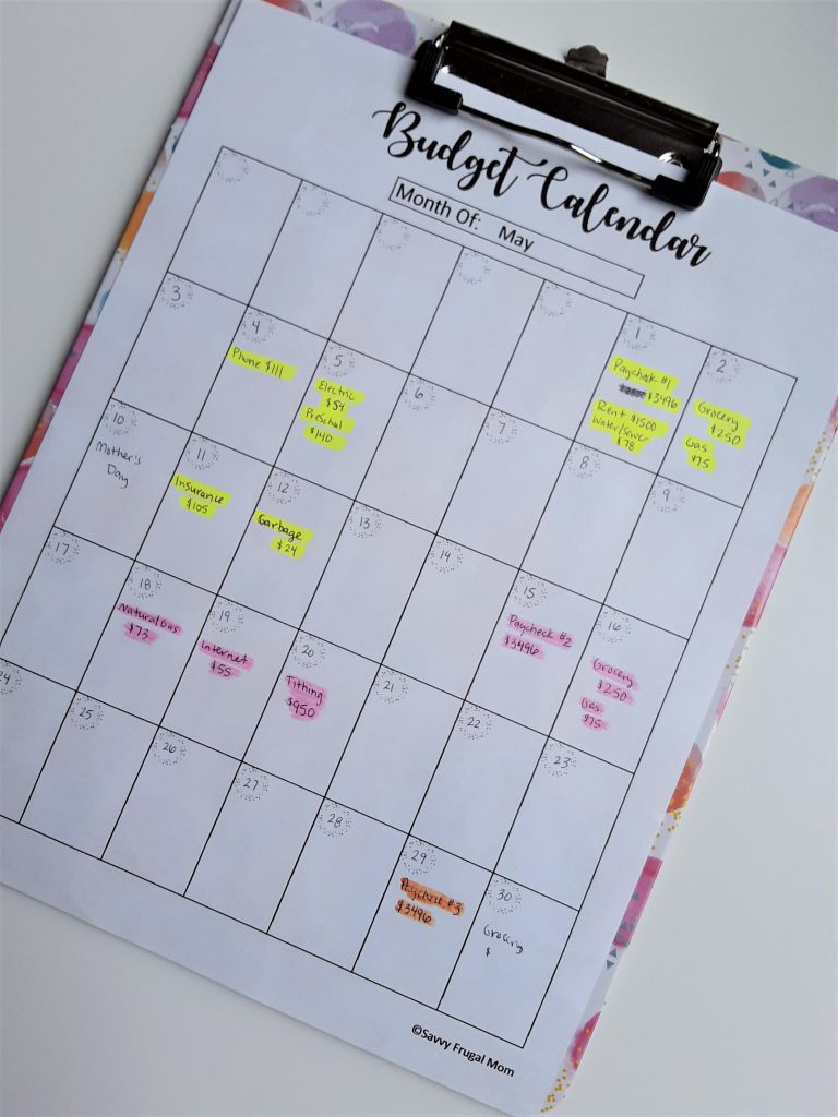 Biweekly paycheck budget calendar