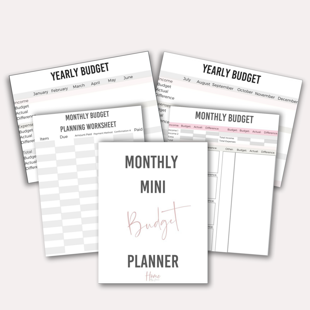 4 page printable mini budget planner